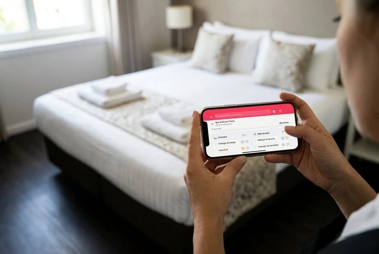 Check-list du ménage cochée depuis l'application de l'intervenant