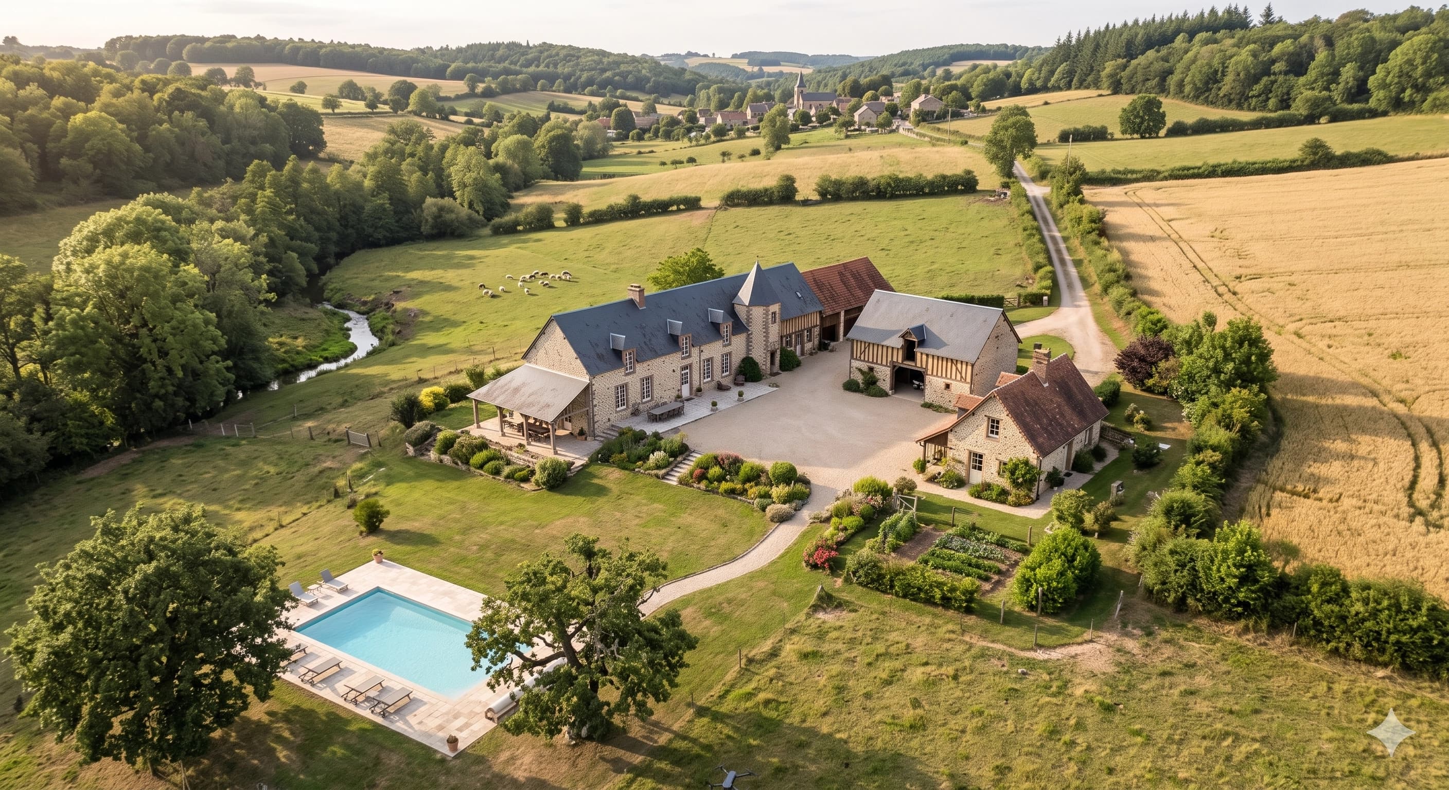 Vue aérienne d'un hébergement en pleine saison